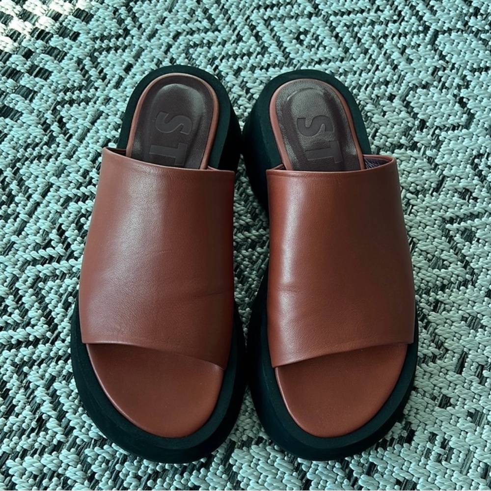 STAUD Brown Slide Sandals